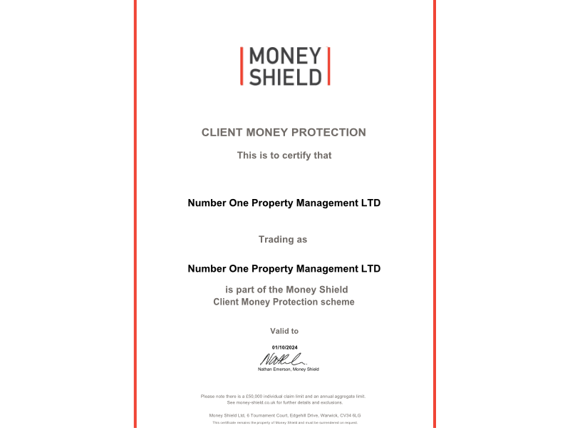 Number One Property Management LTD Main Cert 2023